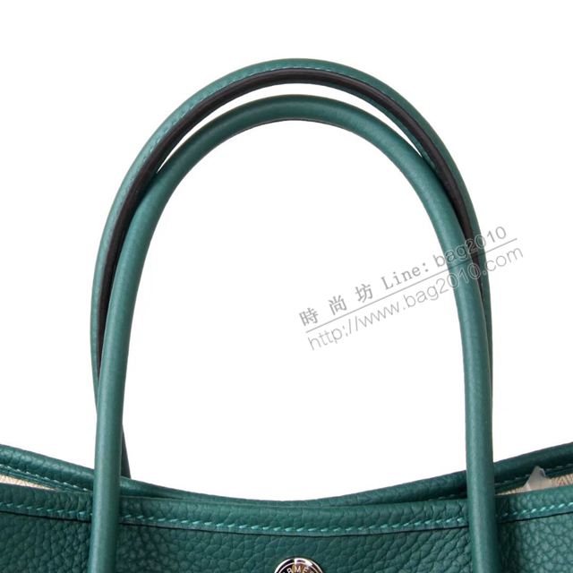 HERMES女包 花園包 Garden party 愛馬仕原版togo皮手提包 墨綠  Ama1673